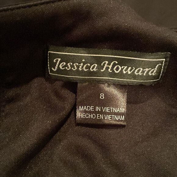 Jessica Howard Black Dress Size 8 Peek a Boo Sleeve Short Sleeve - Picture 7 of 10